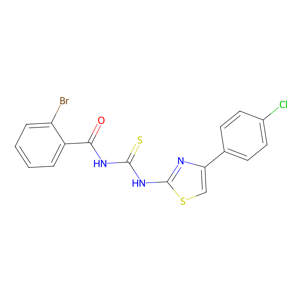 2-bromo-N-[[4-(4-chlorophenyl)-1,3-thiazol-2-yl]carbamothioyl]benzamide molecular structure, CAS 425677-48-1