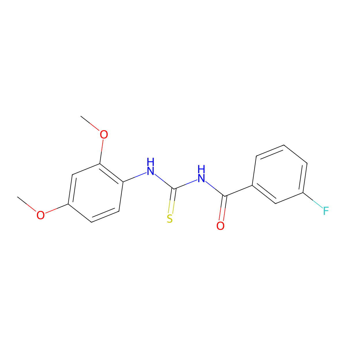 N-[(2,4-dimethoxyphenyl)carbamothioyl]-3-fluorobenzamide molecular structure, CAS 425677-52-7