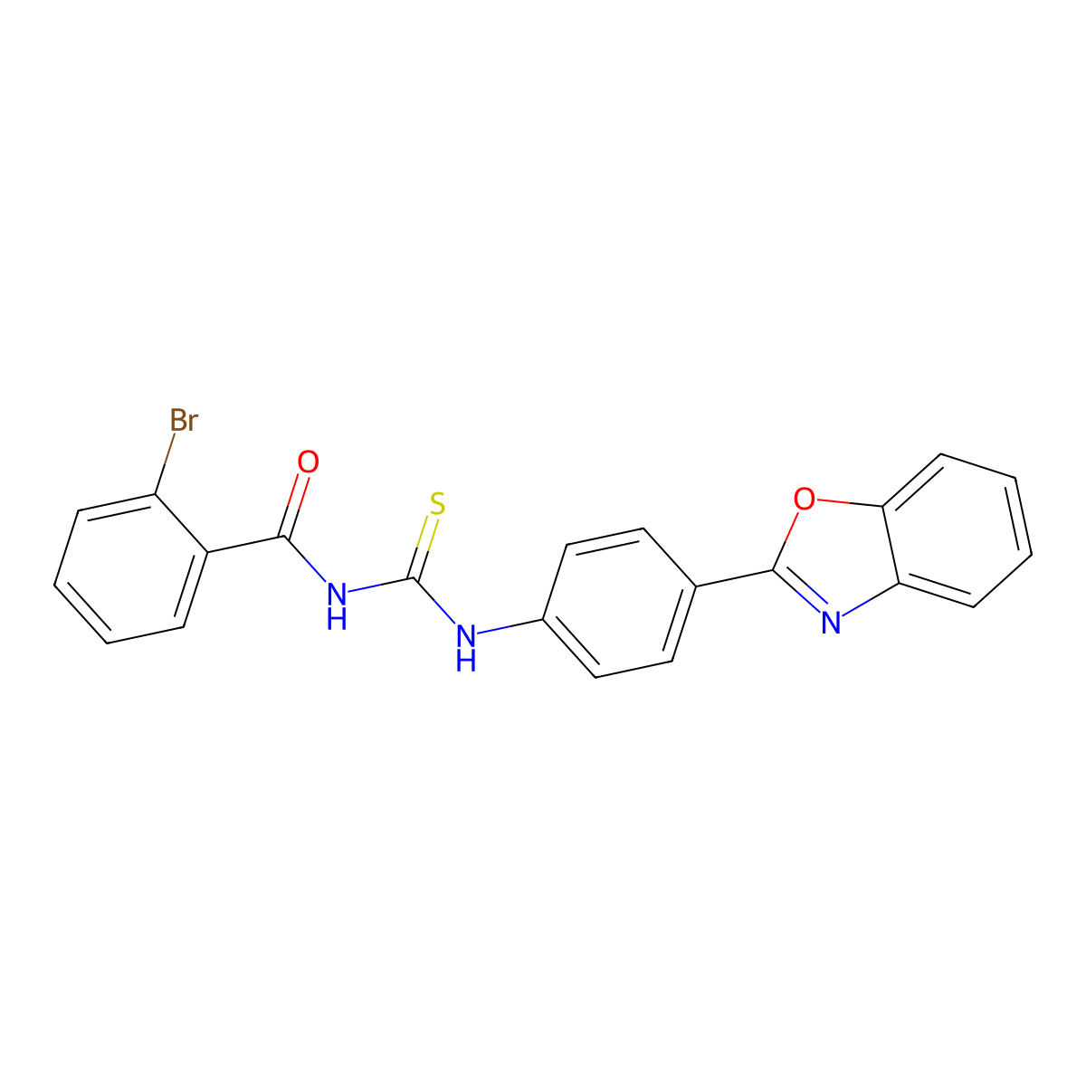N-[[4-(1,3-benzoxazol-2-yl)phenyl]carbamothioyl]-2-bromobenzamide molecular structure, CAS 425677-89-0