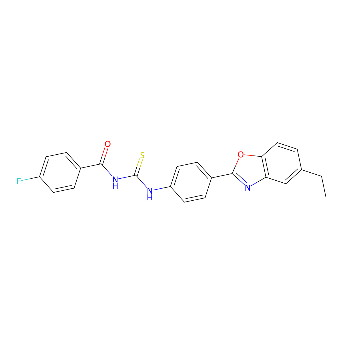 N-[[4-(5-ethyl-1,3-benzoxazol-2-yl)phenyl]carbamothioyl]-4-fluorobenzamide molecular structure, CAS 425678-03-1