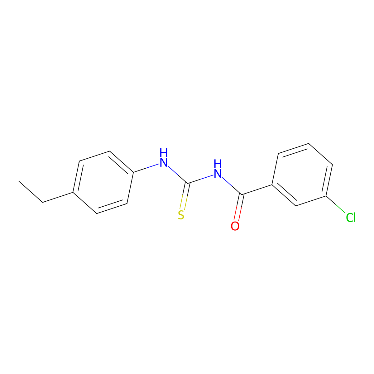 3-chloro-N-[(4-ethylphenyl)carbamothioyl]benzamide molecular structure, CAS 425678-08-6
