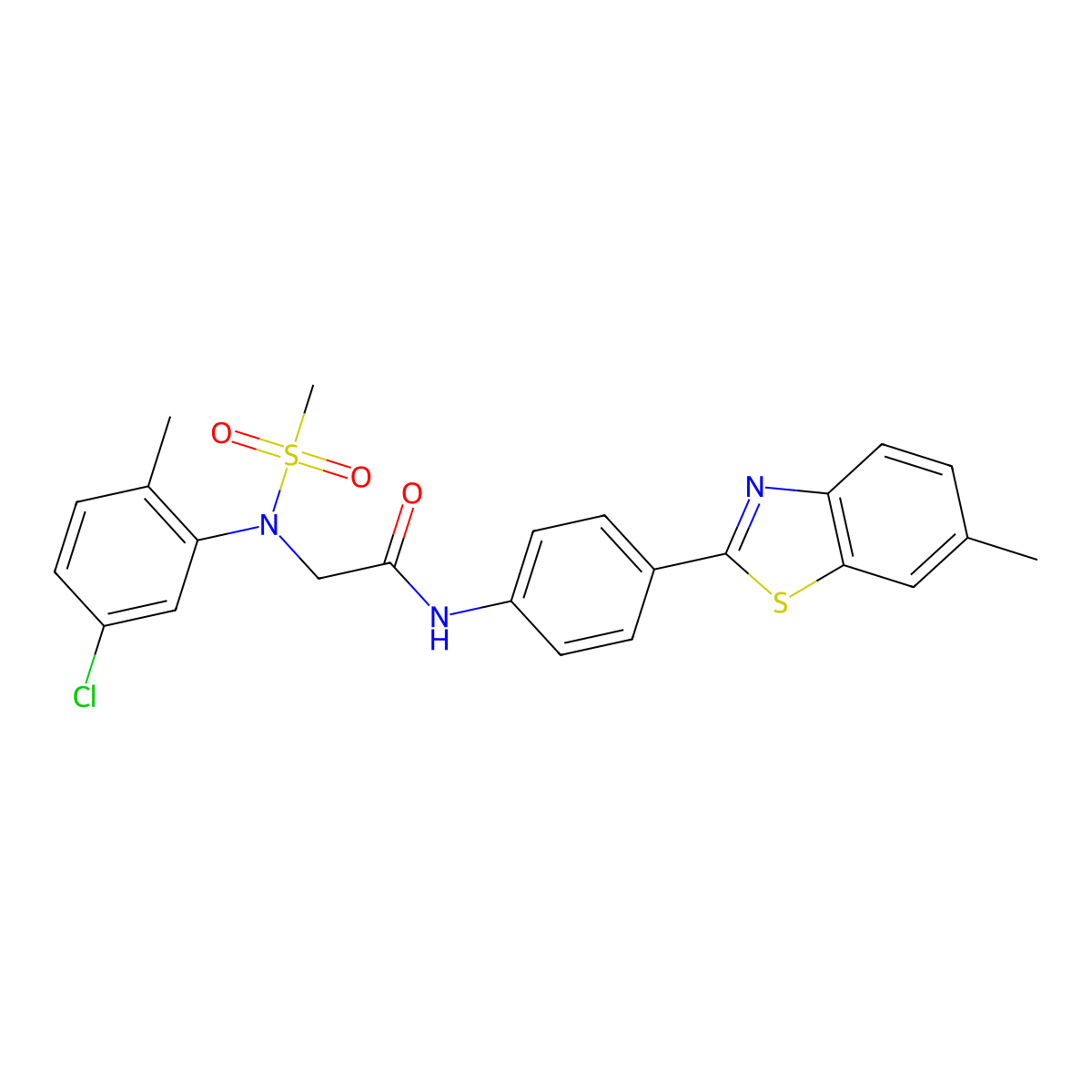 2-(5-chloro-2-methyl-N-methylsulfonylanilino)-N-[4-(6-methyl-1,3-benzothiazol-2-yl)phenyl]acetamide molecular structure, CAS 425678-10-0