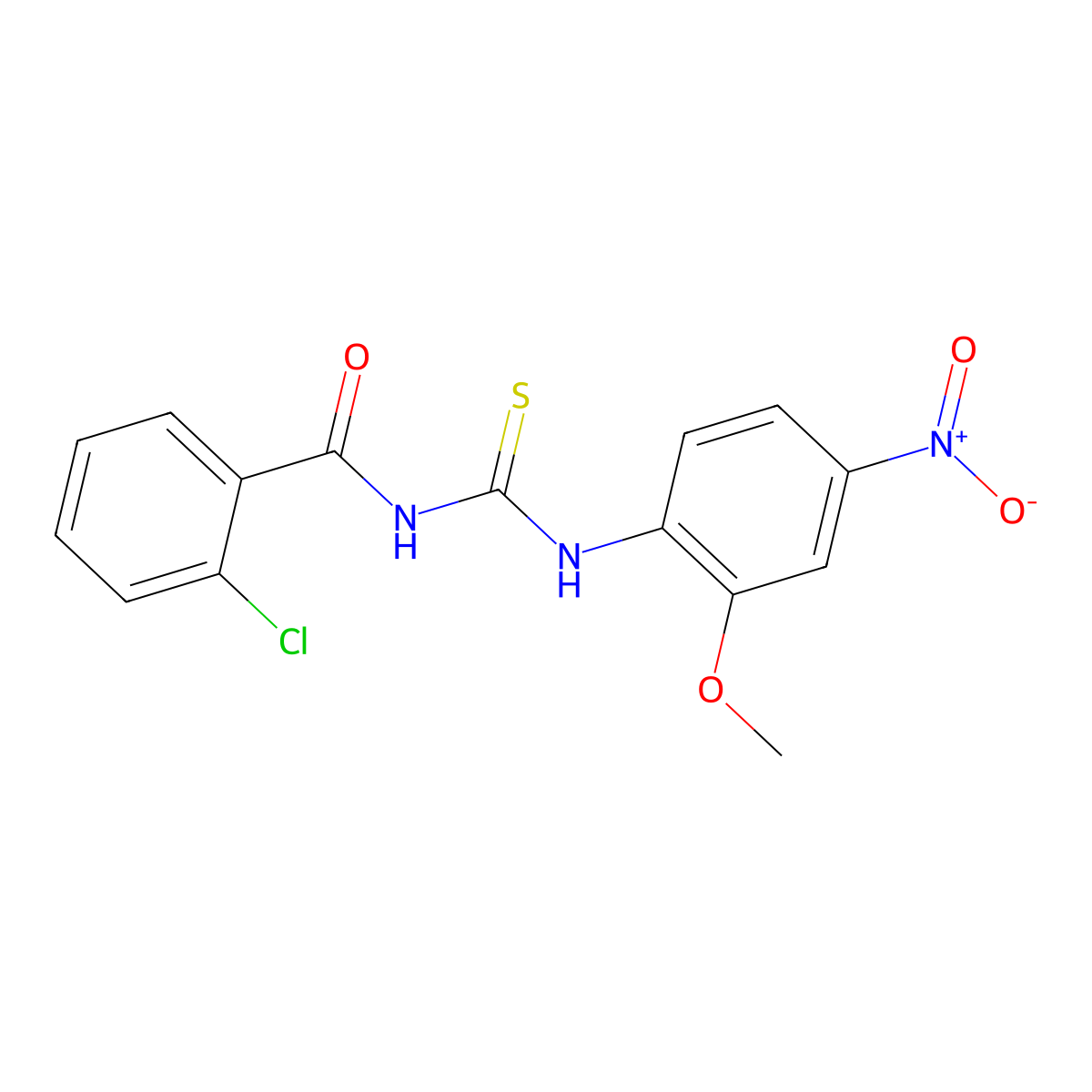 2-chloro-N-[(2-methoxy-4-nitrophenyl)carbamothioyl]benzamide molecular structure, CAS 425678-15-5
