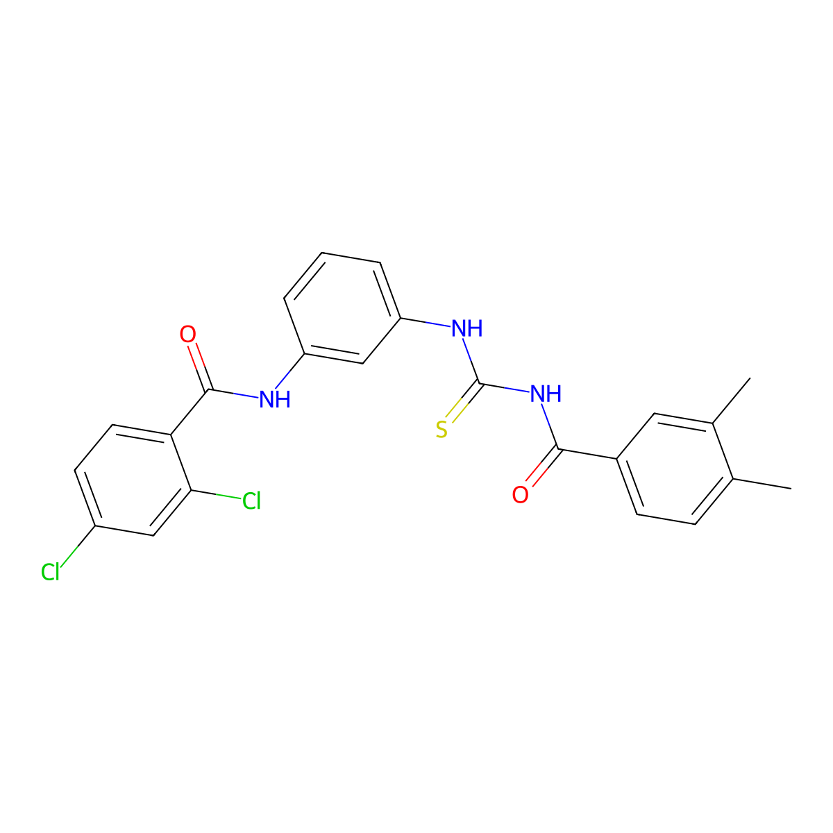 N-[[3-[(2,4-dichlorobenzoyl)amino]phenyl]carbamothioyl]-3,4-dimethylbenzamide molecular structure, CAS 425678-21-3