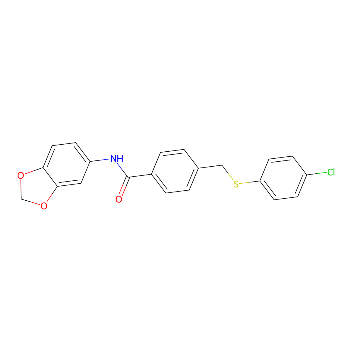 N-(1,3-benzodioxol-5-yl)-4-[(4-chlorophenyl)sulfanylmethyl]benzamide molecular structure, CAS 425678-23-5