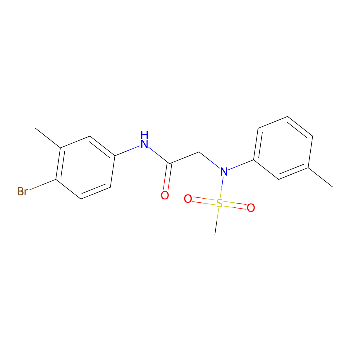 N-(4-bromo-3-methylphenyl)-2-(3-methyl-N-methylsulfonylanilino)acetamide molecular structure, CAS 425678-25-7