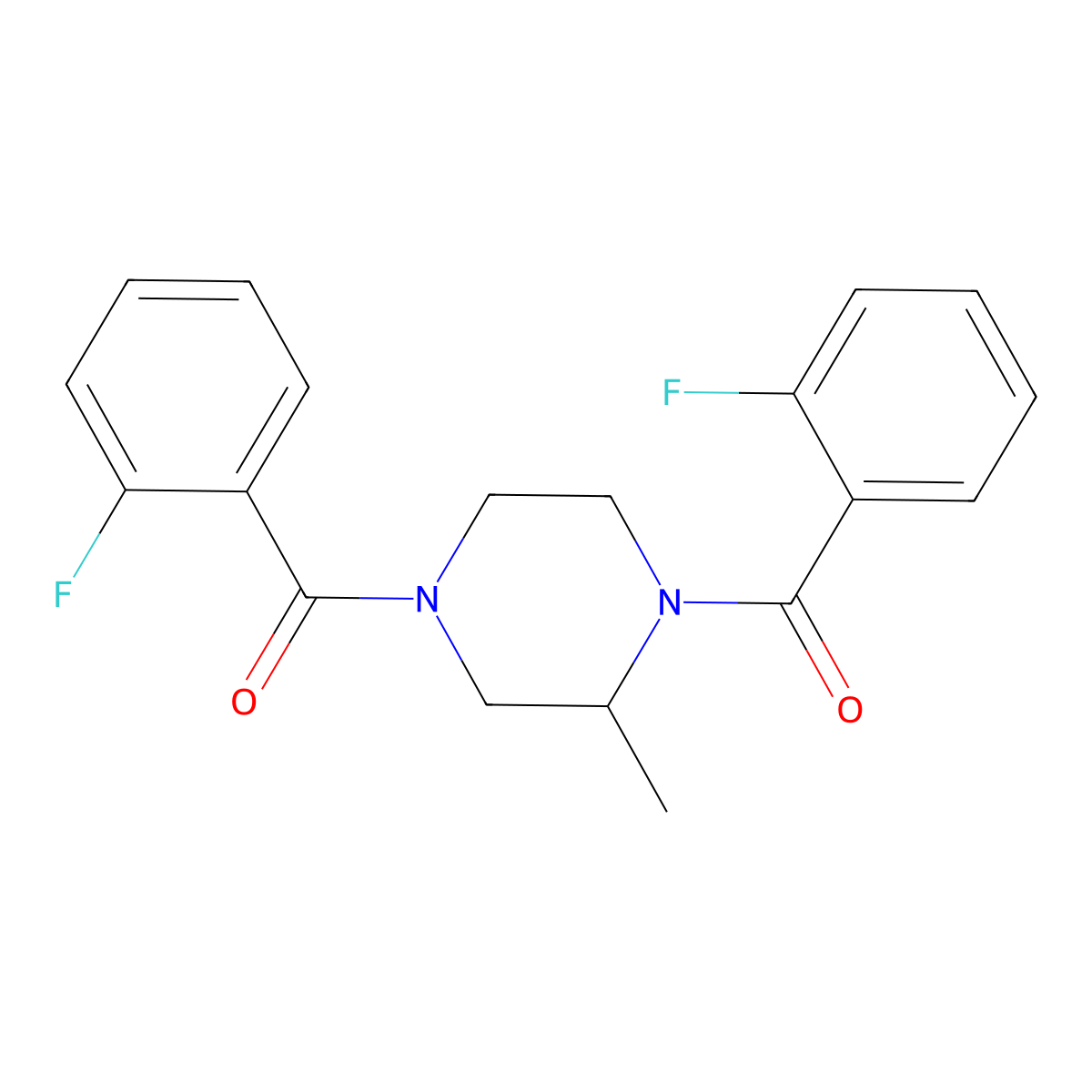 1,4-Bis(2-fluorobenzoyl)-2-methylpiperazine molecular structure, CAS 425678-28-0