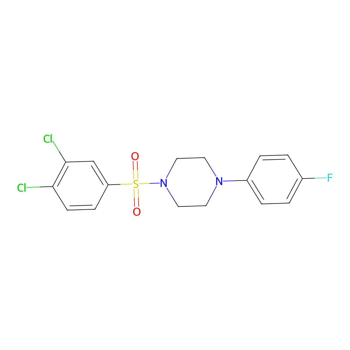 1-(3,4-Dichlorophenyl)sulfonyl-4-(4-fluorophenyl)piperazine molecular structure, CAS 425678-38-2
