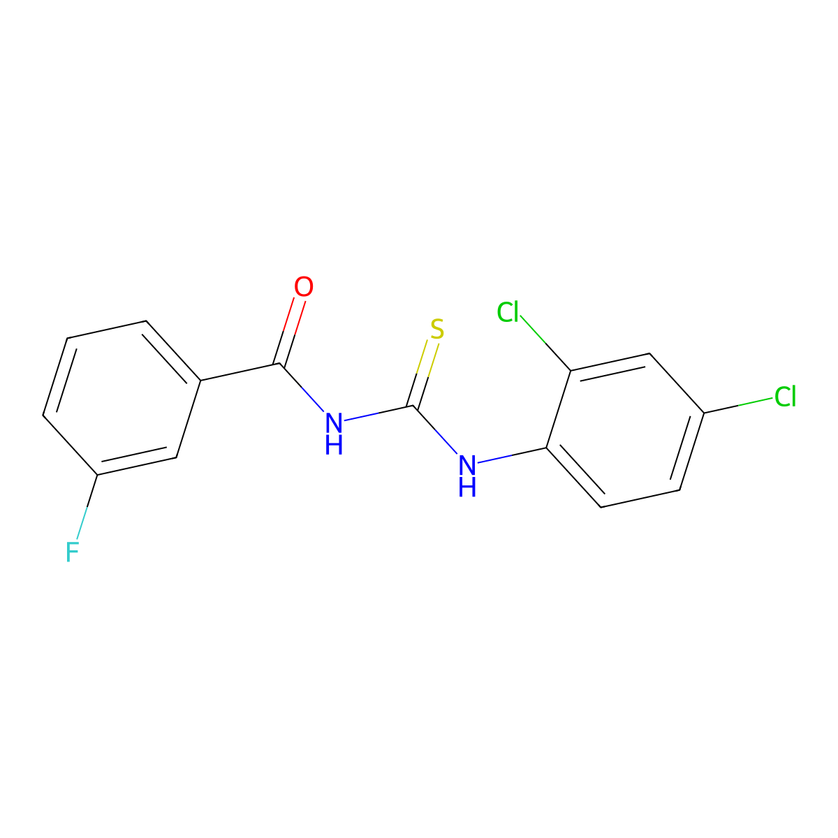 N-[(2,4-dichlorophenyl)carbamothioyl]-3-fluorobenzamide molecular structure, CAS 425678-46-2