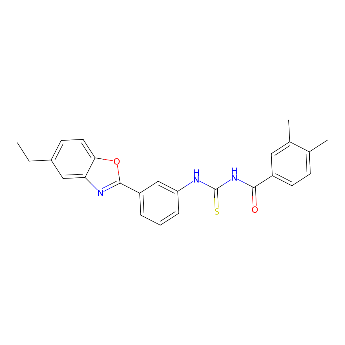 N-[[3-(5-ethyl-1,3-benzoxazol-2-yl)phenyl]carbamothioyl]-3,4-dimethylbenzamide molecular structure, CAS 425678-54-2