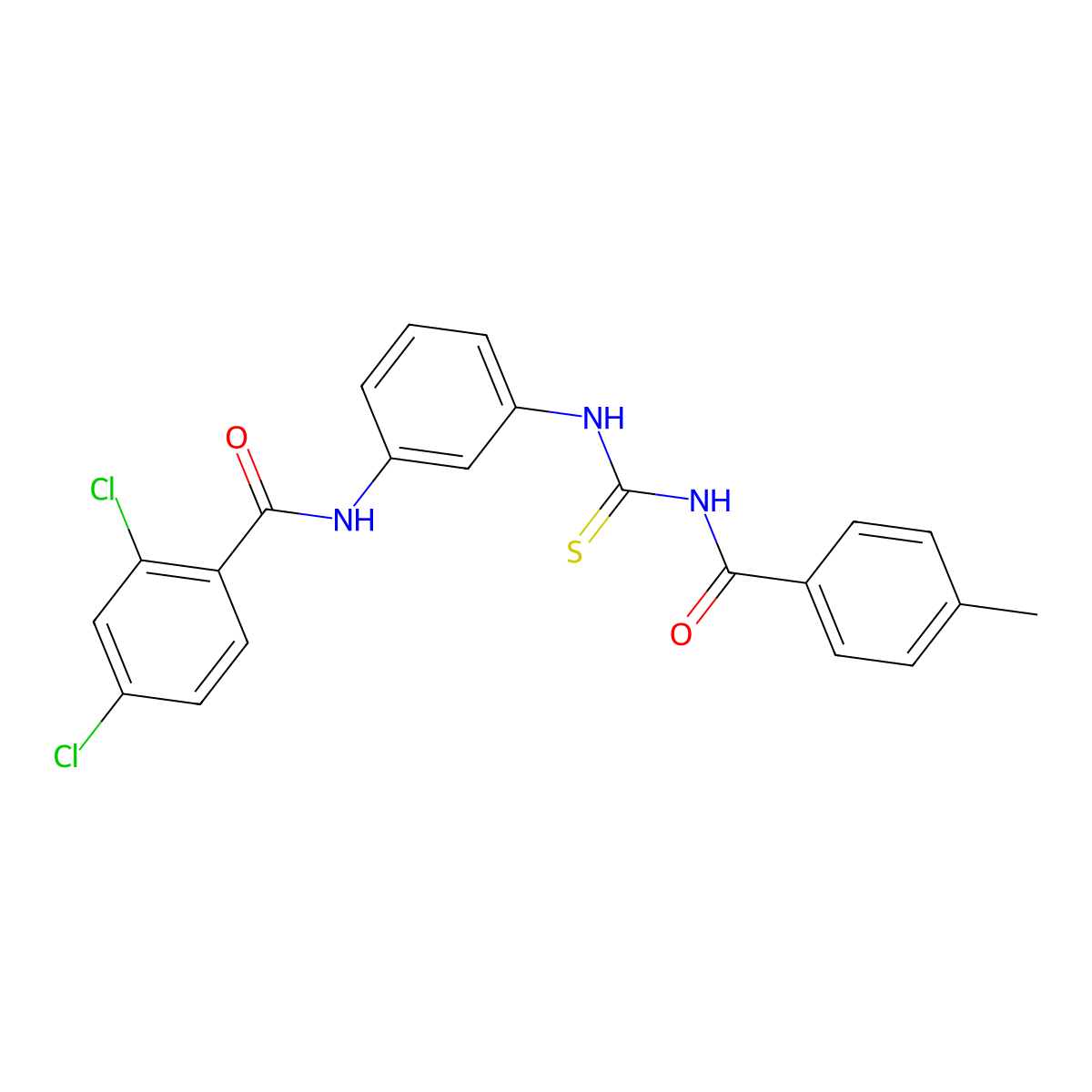 2,4-dichloro-N-[3-[(4-methylbenzoyl)carbamothioylamino]phenyl]benzamide molecular structure, CAS 425678-56-4