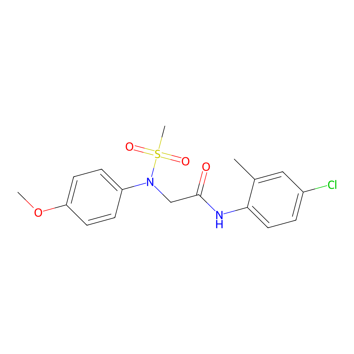 N-(4-chloro-2-methylphenyl)-2-(4-methoxy-N-methylsulfonylanilino)acetamide molecular structure, CAS 425678-61-1
