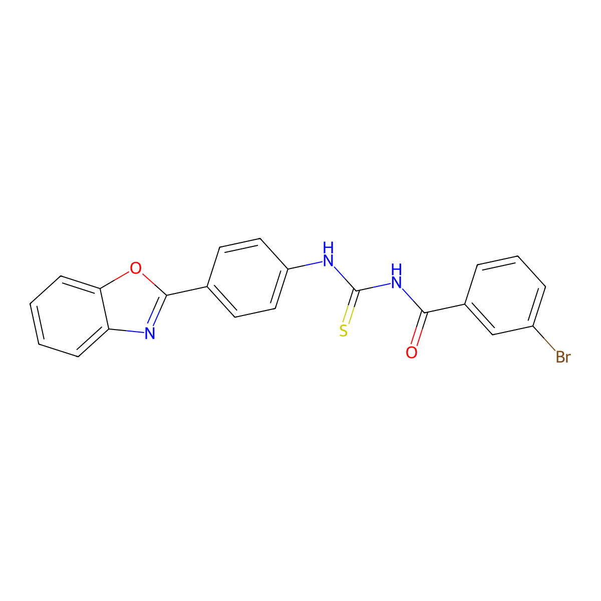 N-[[4-(1,3-benzoxazol-2-yl)phenyl]carbamothioyl]-3-bromobenzamide molecular structure, CAS 425678-71-3