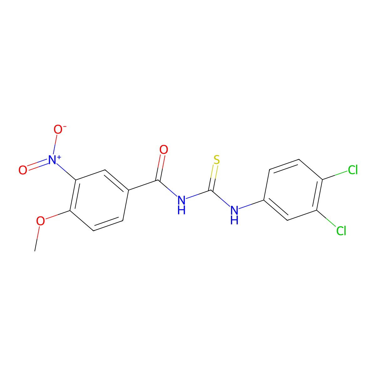 N-[(3,4-dichlorophenyl)carbamothioyl]-4-methoxy-3-nitrobenzamide molecular structure, CAS 425678-74-6