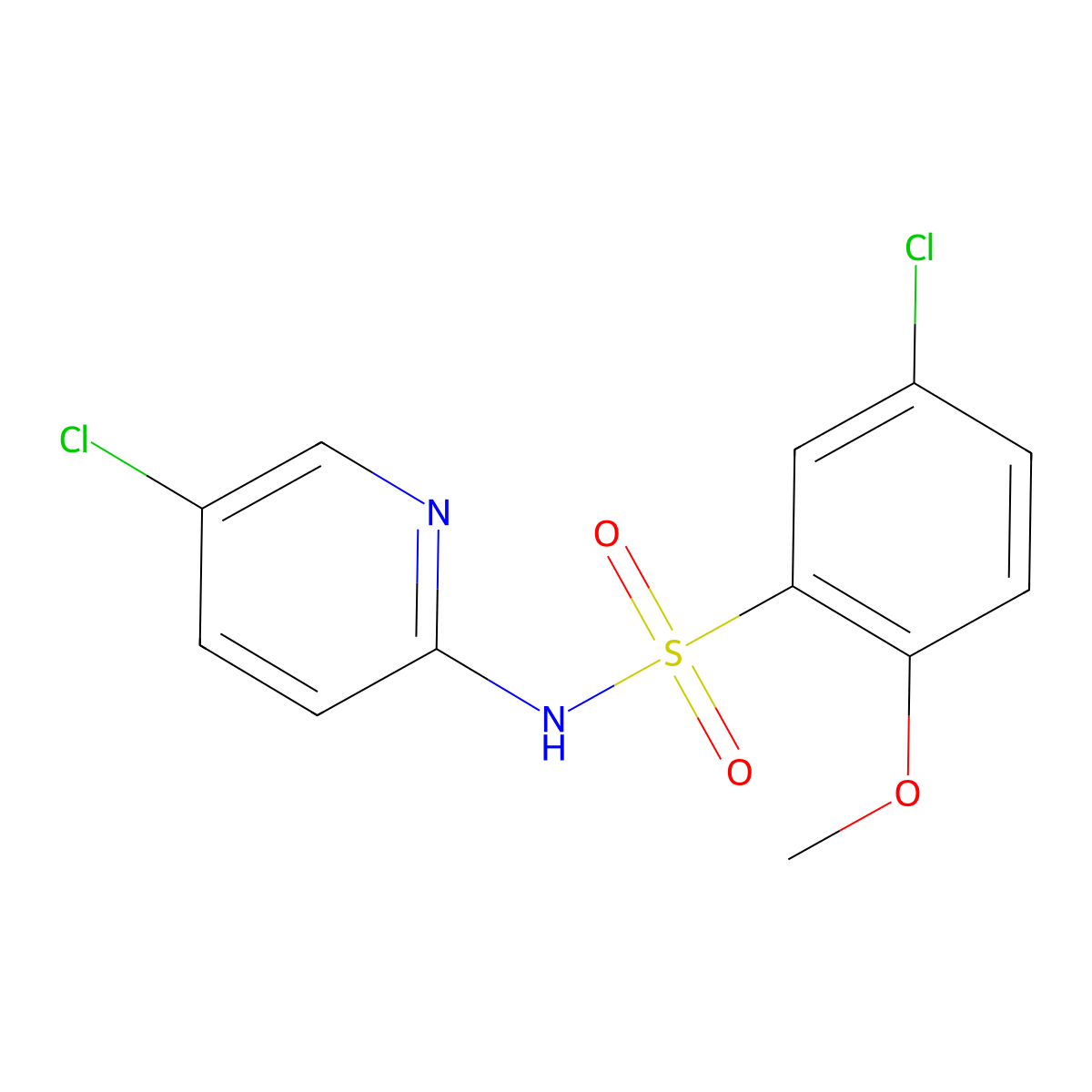 5-Chloro-N-(5-chloro-pyridin-2-yl)-2-methoxy-benzenesulfonamide molecular structure, CAS 425678-78-0