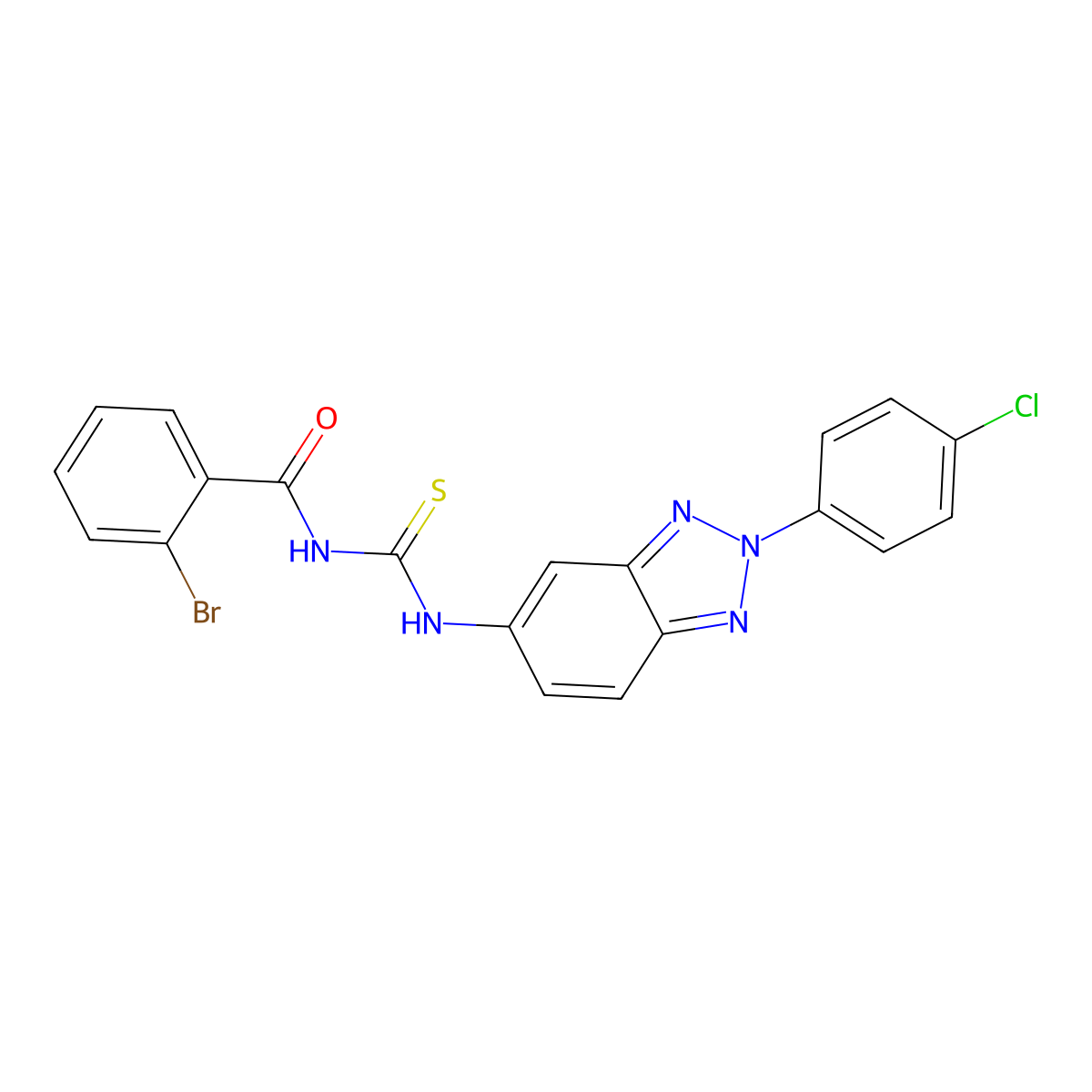 2-bromo-N-[[2-(4-chlorophenyl)benzotriazol-5-yl]carbamothioyl]benzamide molecular structure, CAS 425678-79-1
