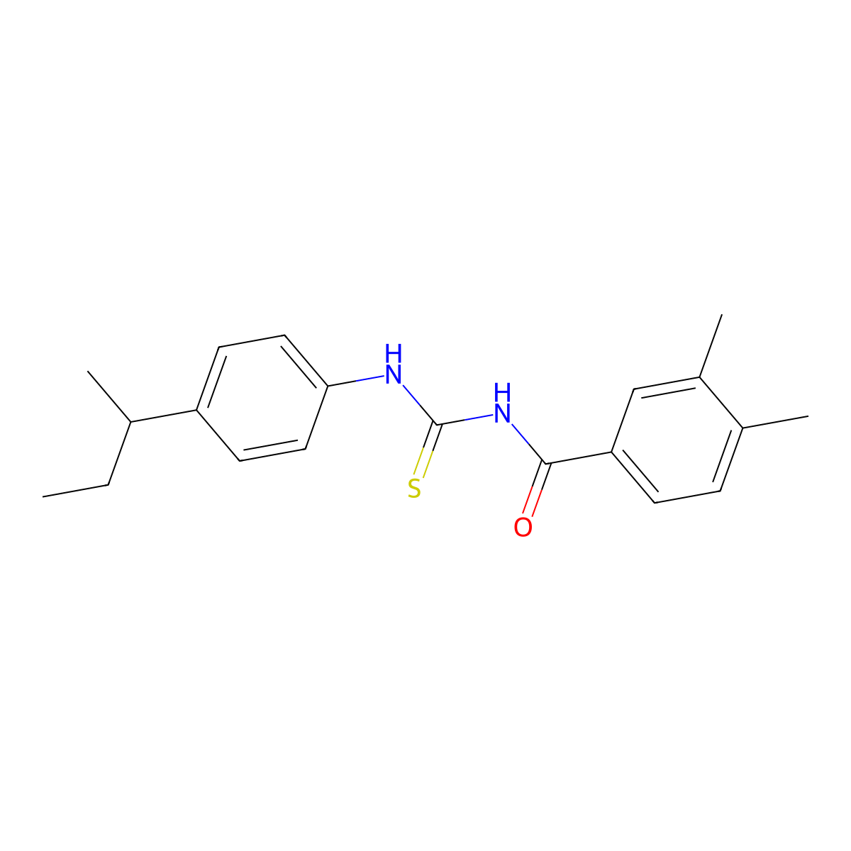 N-{[4-(butan-2-yl)phenyl]carbamothioyl}-3,4-dimethylbenzamide molecular structure, CAS 425678-94-0