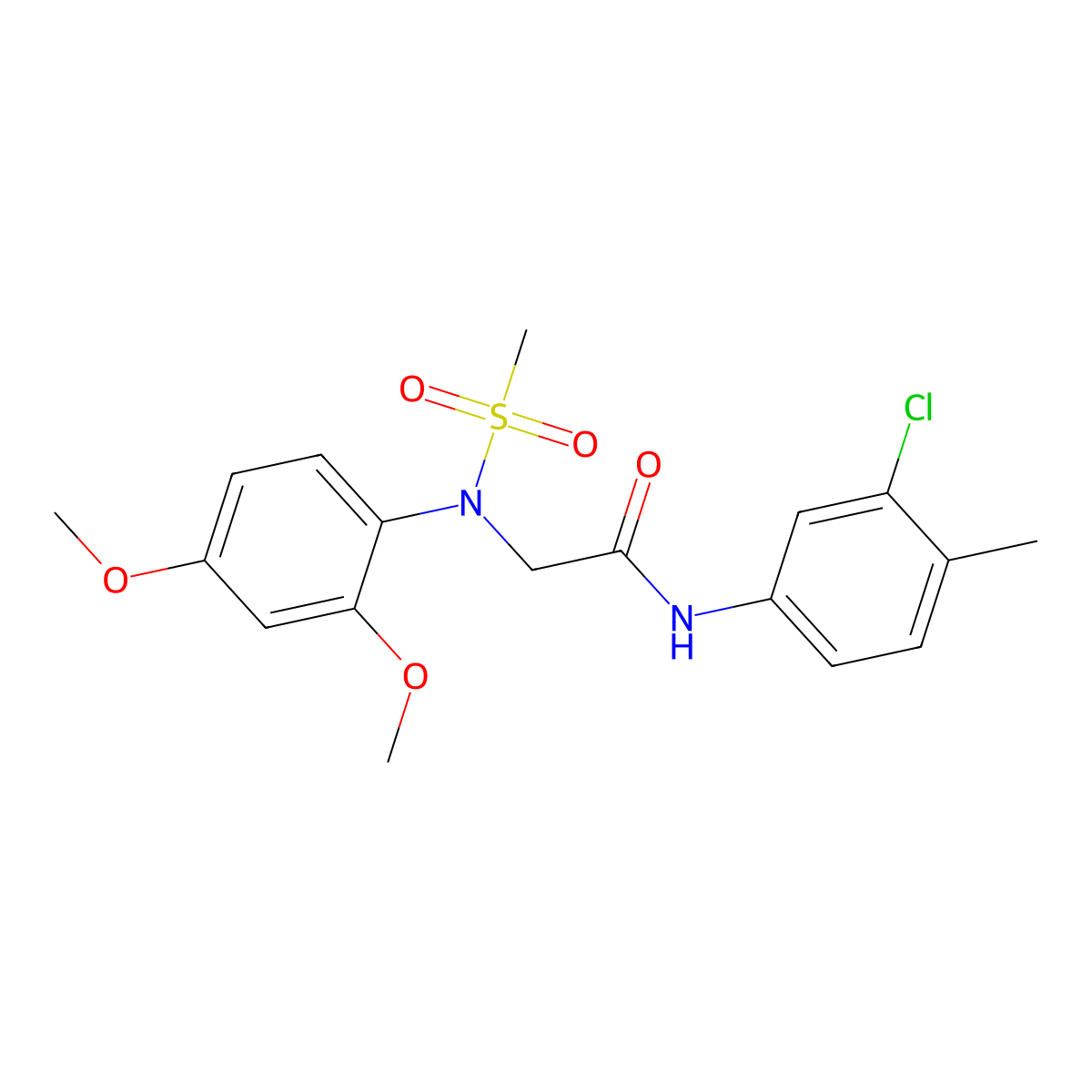 N-(3-chloro-4-methylphenyl)-2-(2,4-dimethoxy-N-methylsulfonylanilino)acetamide molecular structure, CAS 425679-10-3