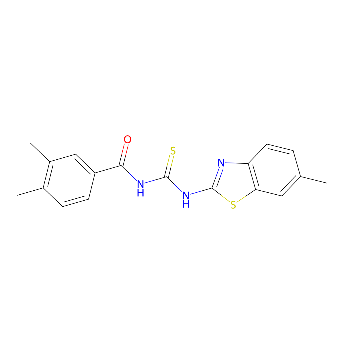 3,4-dimethyl-N-[(6-methyl-1,3-benzothiazol-2-yl)carbamothioyl]benzamide molecular structure, CAS 425679-19-2