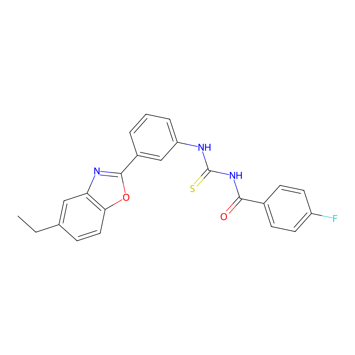 N-[[3-(5-ethyl-1,3-benzoxazol-2-yl)phenyl]carbamothioyl]-4-fluorobenzamide molecular structure, CAS 425679-29-4