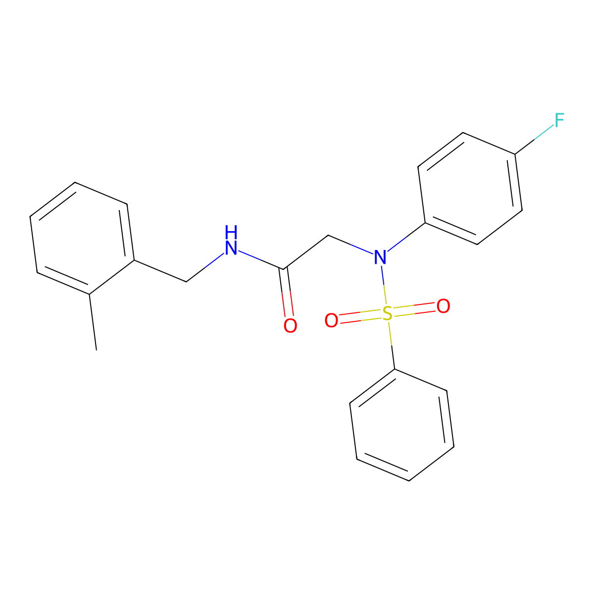2-[N-(benzenesulfonyl)-4-fluoroanilino]-N-[(2-methylphenyl)methyl]acetamide molecular structure, CAS 425679-31-8