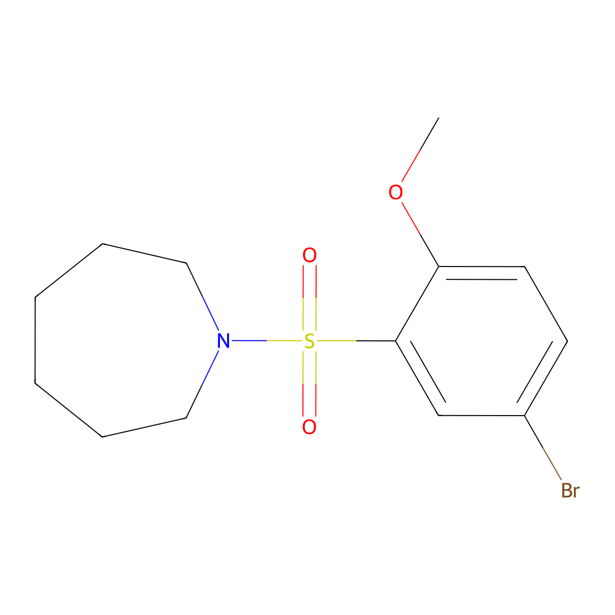 1-(5-Bromo-2-methoxyphenyl)sulfonylazepane molecular structure, CAS 425679-48-7