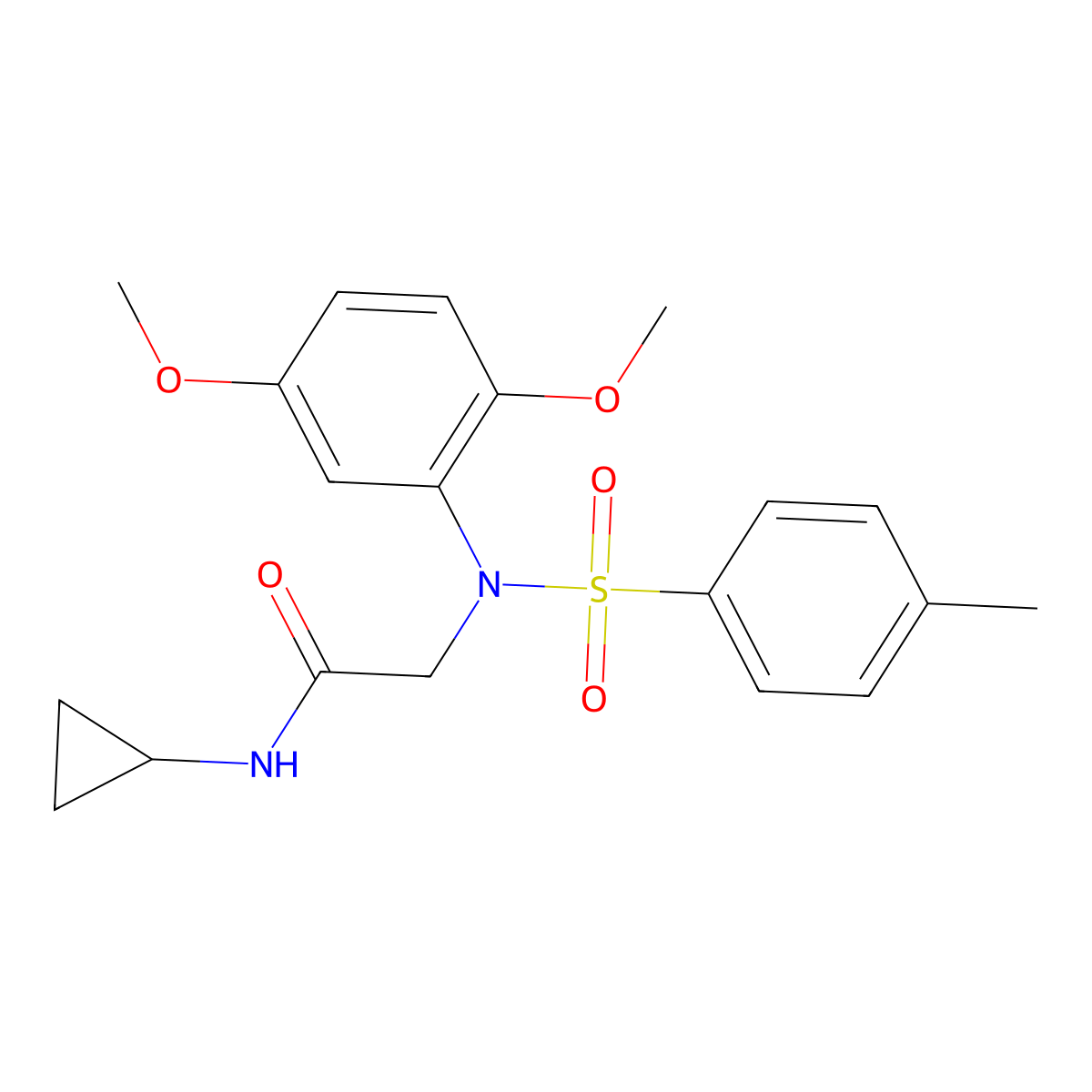 N-cyclopropyl-2-(2,5-dimethoxy-N-(4-methylphenyl)sulfonylanilino)acetamide molecular structure, CAS 425679-60-3