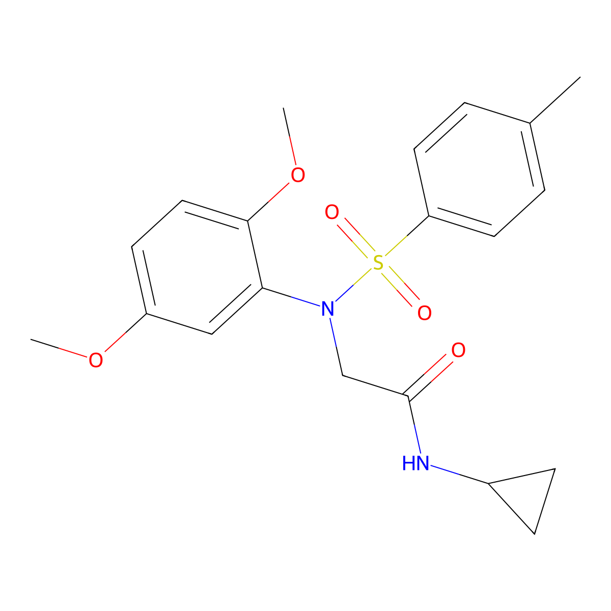 N-cyclopropyl-2-(2,5-dimethoxy-N-(4-methylphenyl)sulfonylanilino)acetamide molecular structure, CAS 425679-60-3