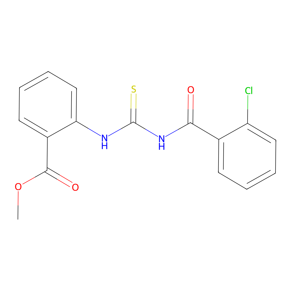 Methyl 2-({[(2-chlorophenyl)carbonyl]carbamothioyl}amino)benzoate molecular structure, CAS 425679-65-8