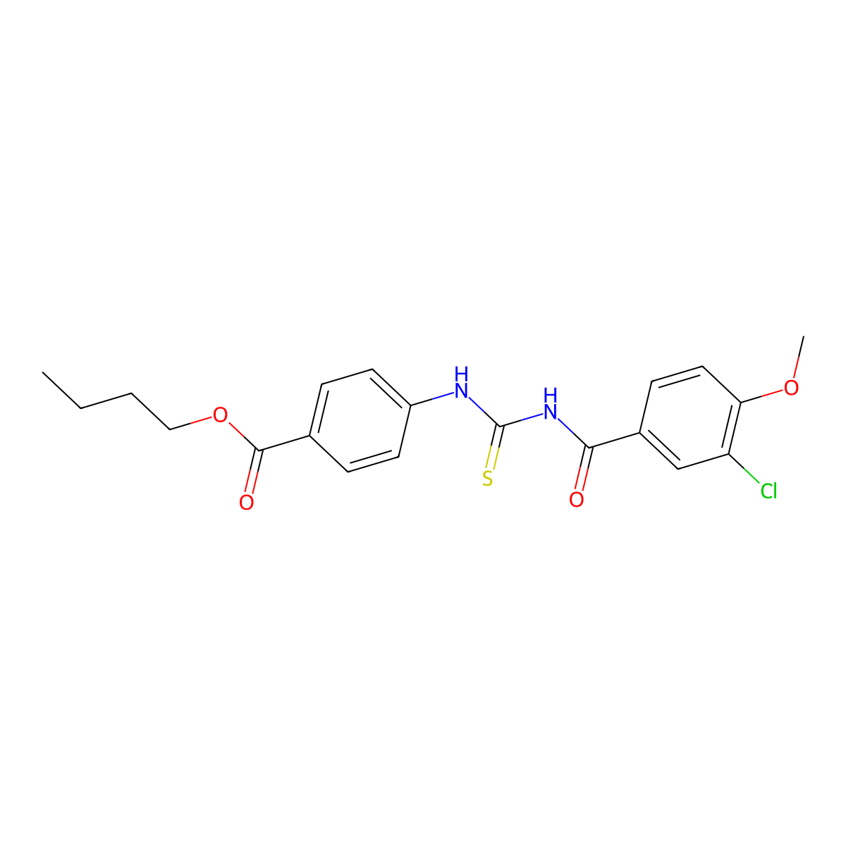 Butyl 4-({[(3-chloro-4-methoxyphenyl)carbonyl]carbamothioyl}amino)benzoate molecular structure, CAS 425679-67-0