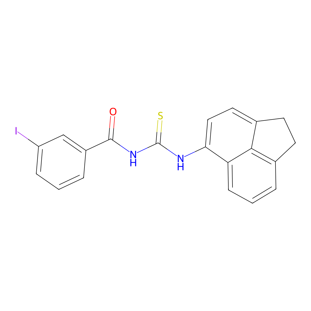 N-(1,2-dihydroacenaphthylen-5-ylcarbamothioyl)-3-iodobenzamide molecular structure, CAS 425679-73-8