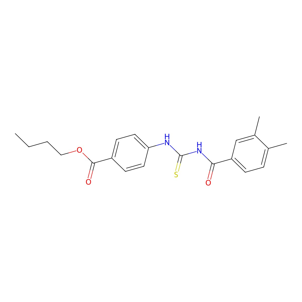 Butyl 4-({[(3,4-dimethylphenyl)carbonyl]carbamothioyl}amino)benzoate molecular structure, CAS 425679-82-9