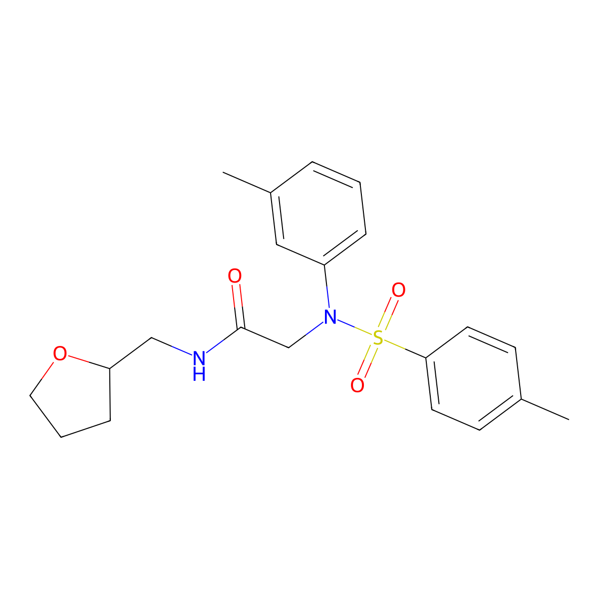 2-(3-methyl-N-(4-methylphenyl)sulfonylanilino)-N-(oxolan-2-ylmethyl)acetamide molecular structure, CAS 425680-07-5