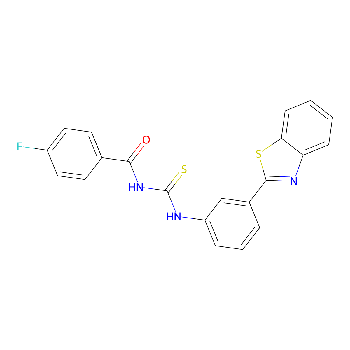 N-[[3-(1,3-benzothiazol-2-yl)phenyl]carbamothioyl]-4-fluorobenzamide molecular structure, CAS 425680-16-6