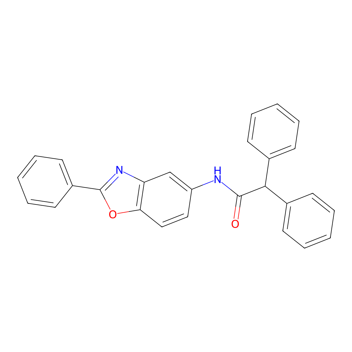 2,2-diphenyl-N-(2-phenyl-1,3-benzoxazol-5-yl)acetamide molecular structure, CAS 425680-17-7