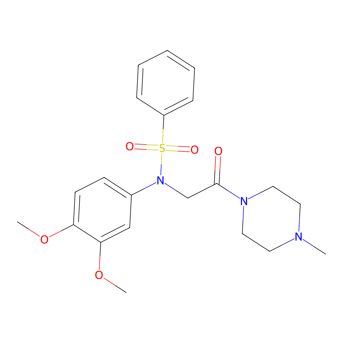 N-(3,4-dimethoxyphenyl)-N-[2-(4-methylpiperazin-1-yl)-2-oxoethyl]benzenesulfonamide molecular structure, CAS 425680-23-5