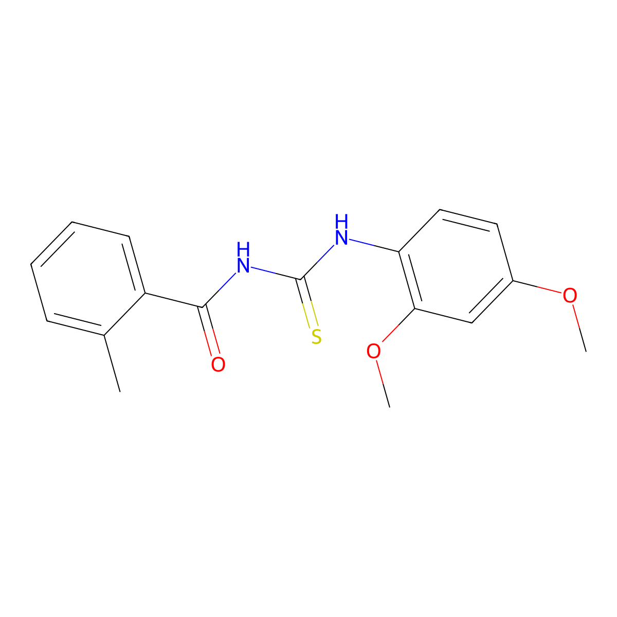 N-[(2,4-dimethoxyphenyl)carbamothioyl]-2-methylbenzamide molecular structure, CAS 425680-28-0