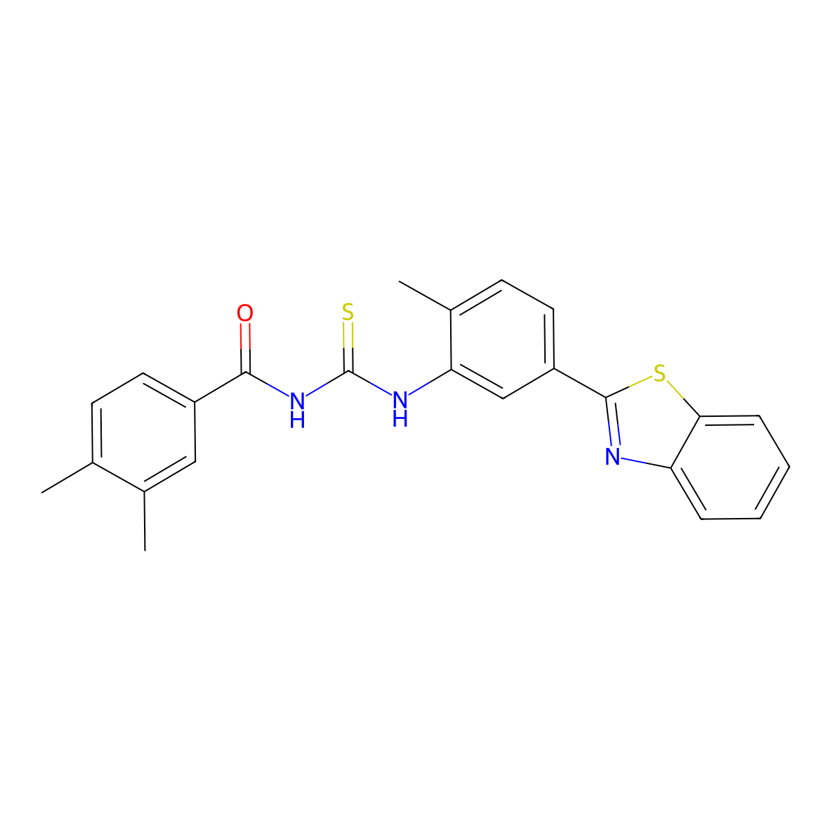 N-[[5-(1,3-benzothiazol-2-yl)-2-methylphenyl]carbamothioyl]-3,4-dimethylbenzamide molecular structure, CAS 425680-66-6
