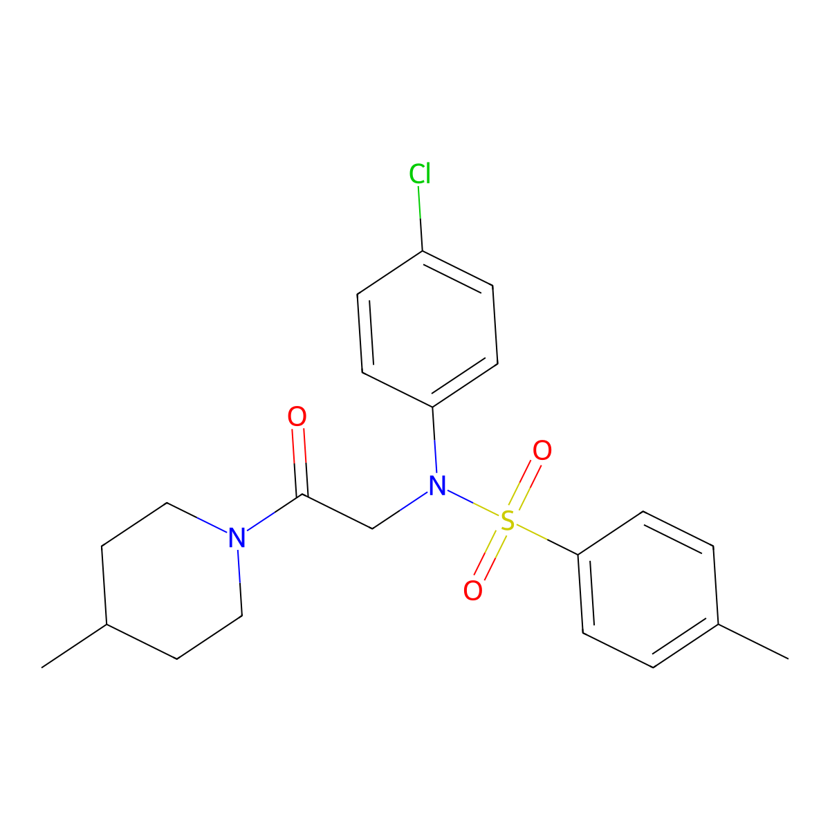 N-(4-chlorophenyl)-4-methyl-N-[2-(4-methylpiperidin-1-yl)-2-oxoethyl]benzenesulfonamide molecular structure, CAS 425681-46-5