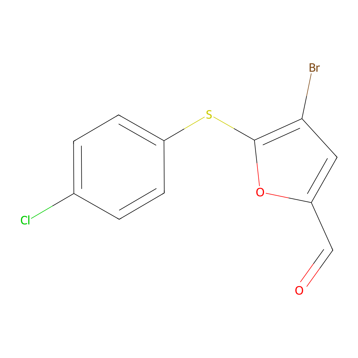 4-Bromo-5-[(4-chlorophenyl)thio]-2-furaldehyde molecular structure, CAS 425681-51-2