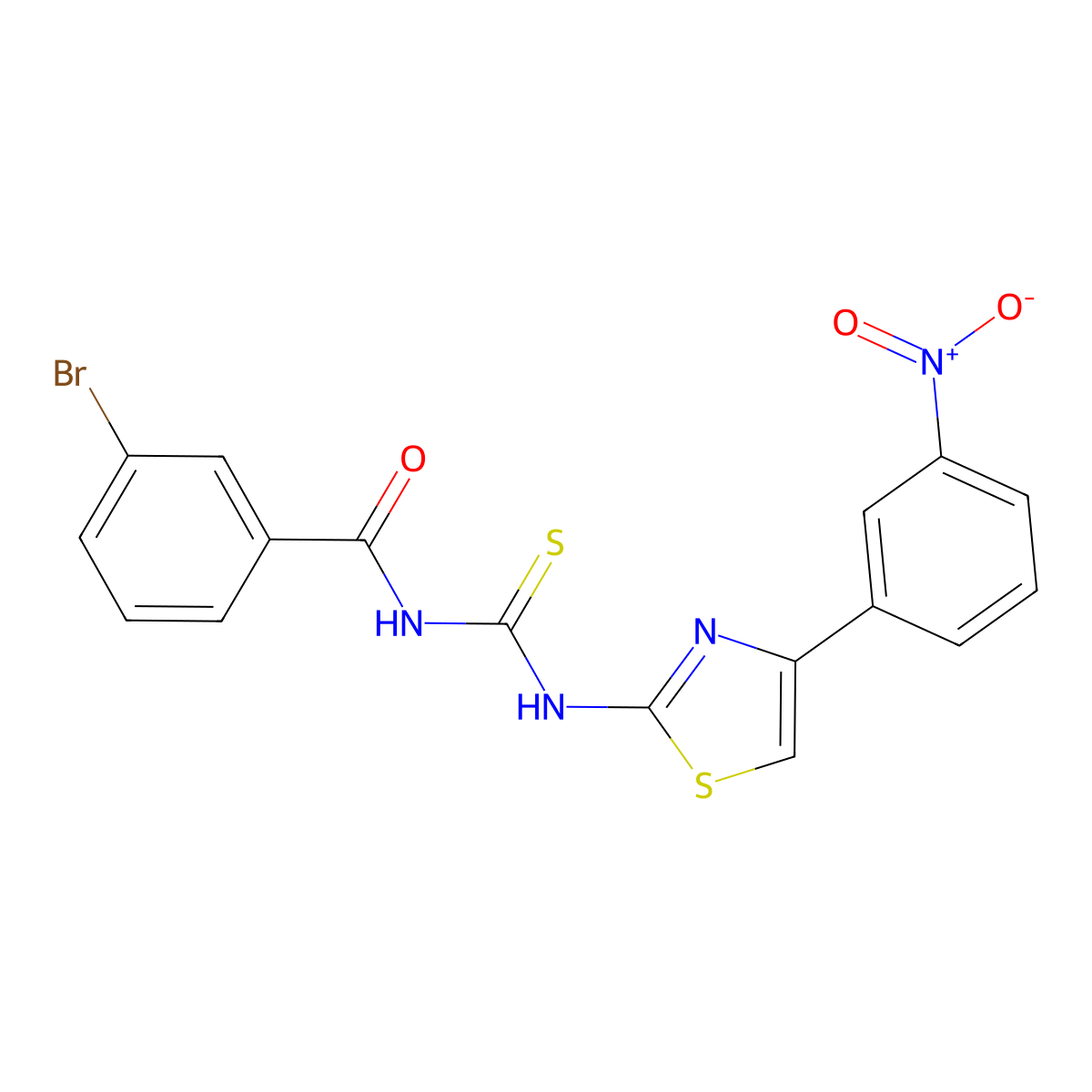 3-bromo-N-[[4-(3-nitrophenyl)-1,3-thiazol-2-yl]carbamothioyl]benzamide molecular structure, CAS 425681-63-6