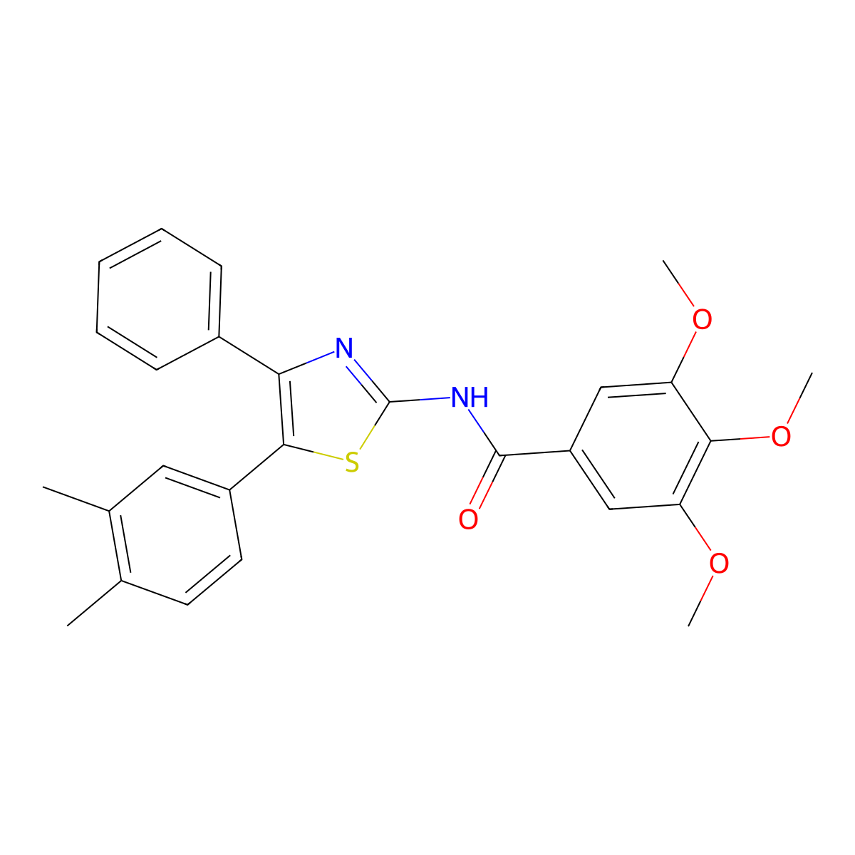 N-[5-(3,4-dimethylphenyl)-4-phenyl-1,3-thiazol-2-yl]-3,4,5-trimethoxybenzamide molecular structure, CAS 425681-78-3