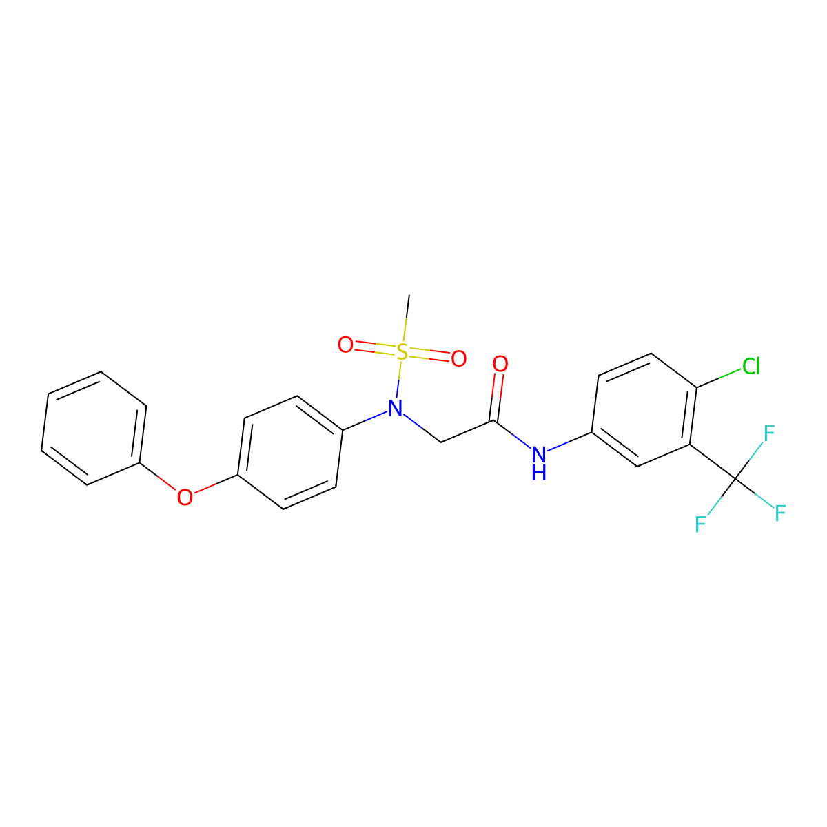 N-[4-chloro-3-(trifluoromethyl)phenyl]-2-(N-methylsulfonyl-4-phenoxyanilino)acetamide molecular structure, CAS 425682-03-7
