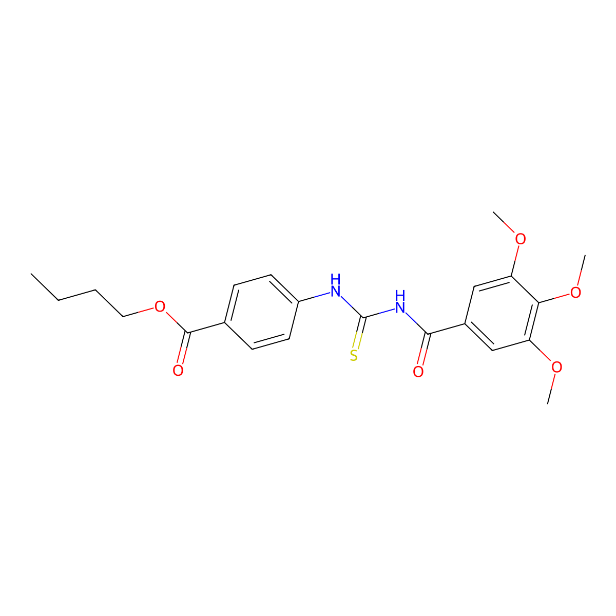 Butyl 4-({[(3,4,5-trimethoxyphenyl)carbonyl]carbamothioyl}amino)benzoate molecular structure, CAS 425682-09-3