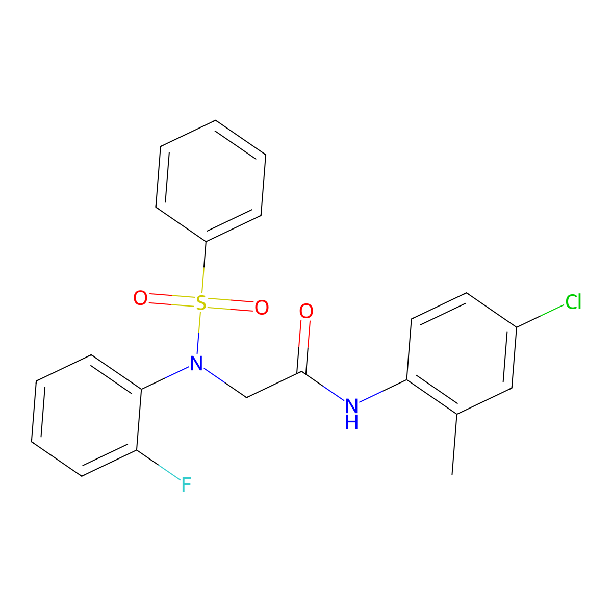 2-[N-(benzenesulfonyl)-2-fluoroanilino]-N-(4-chloro-2-methylphenyl)acetamide molecular structure, CAS 425682-16-2