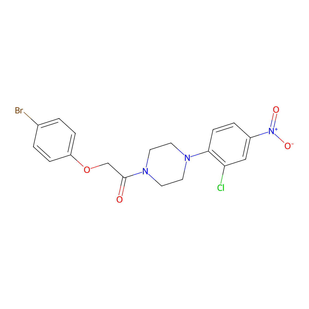 2-(4-Bromophenoxy)-1-[4-(2-chloro-4-nitrophenyl)piperazin-1-yl]ethanone molecular structure, CAS 425682-23-1