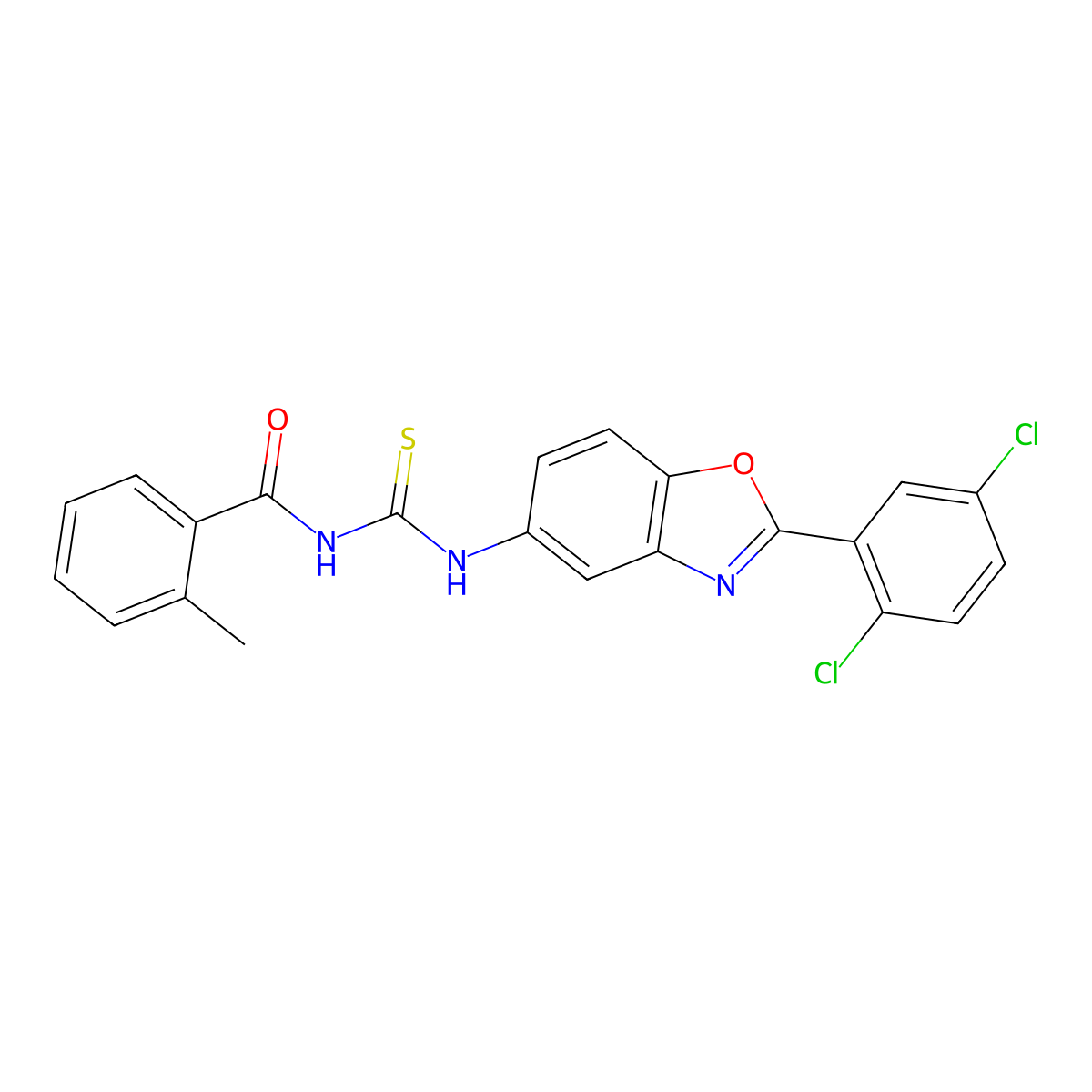 N-[[2-(2,5-dichlorophenyl)-1,3-benzoxazol-5-yl]carbamothioyl]-2-methylbenzamide molecular structure, CAS 425682-46-8