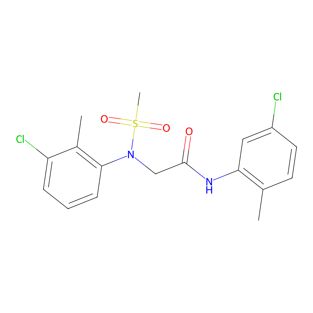 2-(3-chloro-2-methyl-N-methylsulfonylanilino)-N-(5-chloro-2-methylphenyl)acetamide molecular structure, CAS 425682-60-6