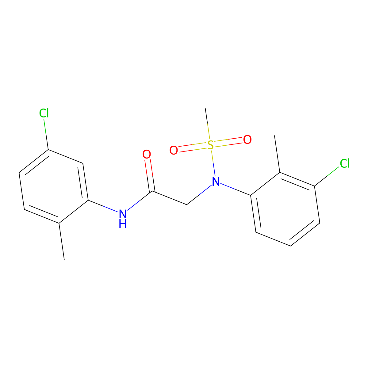 2-(3-chloro-2-methyl-N-methylsulfonylanilino)-N-(5-chloro-2-methylphenyl)acetamide molecular structure, CAS 425682-60-6