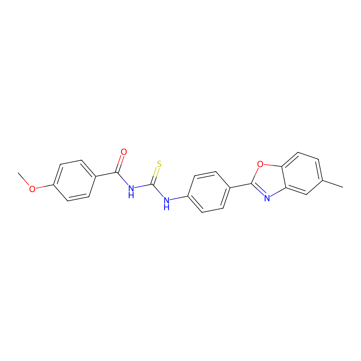 4-methoxy-N-[[4-(5-methyl-1,3-benzoxazol-2-yl)phenyl]carbamothioyl]benzamide molecular structure, CAS 425682-73-1